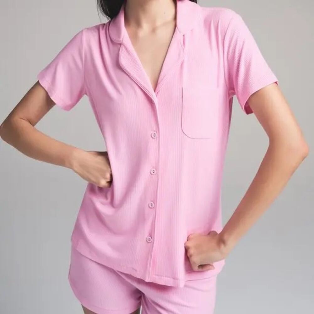 SKIMS Soft Lounge Sleep Shirt Bubblegum Pink Stretch Comfort Coquette Barbie L